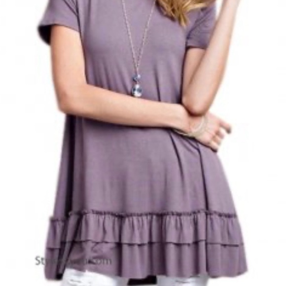 2/$30 Easel Women's Sailor Short Sleeve Double Ruffle Shirt Dress Size M - Picture 1 of 7